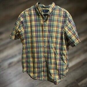Polo Ralph Lauren XL Men's Plaid Short Sleeve ButtonDown Multicolor Shirt Cotton